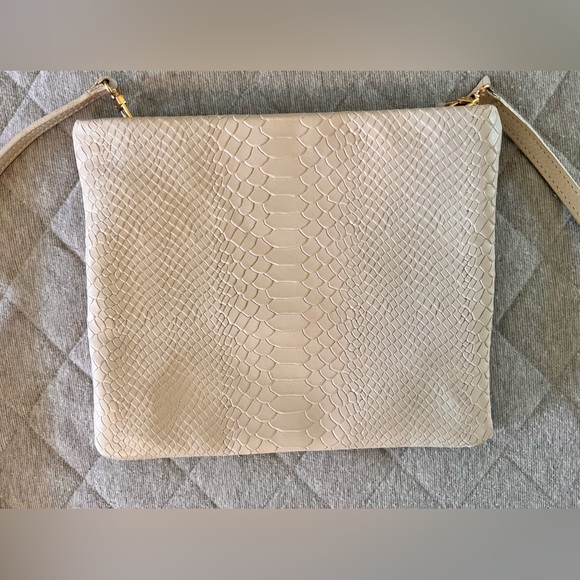 GIGI NEW YORK Skylar Military Python Embossed Cream Leather Crossbody Purse Bag - Picture 8 of 12